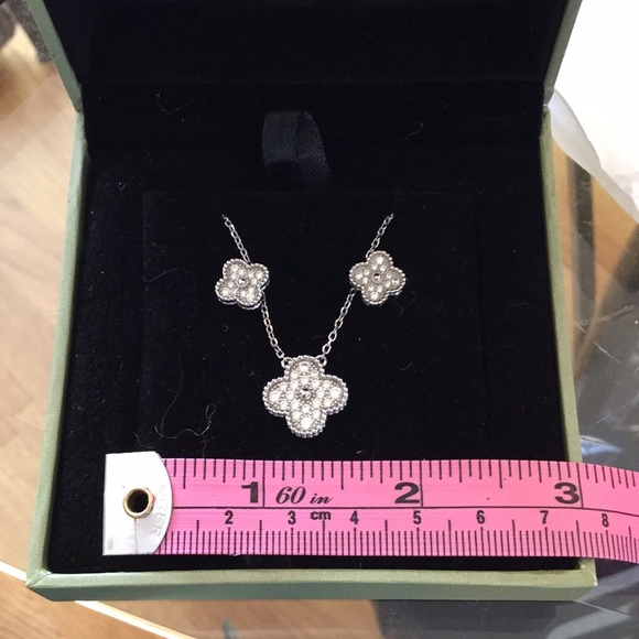 Clover earrings white gold plated - Picture 4 of 4